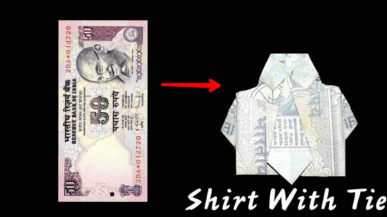 Note Origami Shirt & Tie Tutorial | How To Fold A 50 RS Note Bill In To A Shirt And Tie | 360 DIY