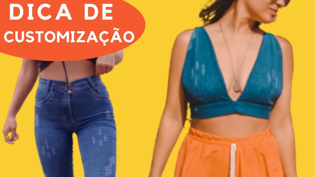 COMO FAZER CROPPED USANDO CALÇA JEANS Muito Fácil