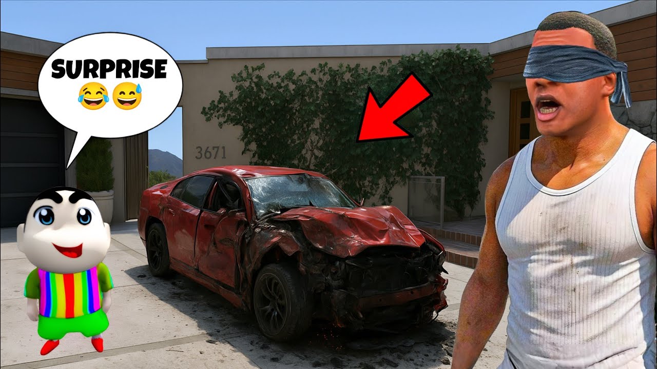 SHINCHAN BREAKING FRANKLIN’S CAR AND GIFTING HIM A NEW CAR IN GTA 5