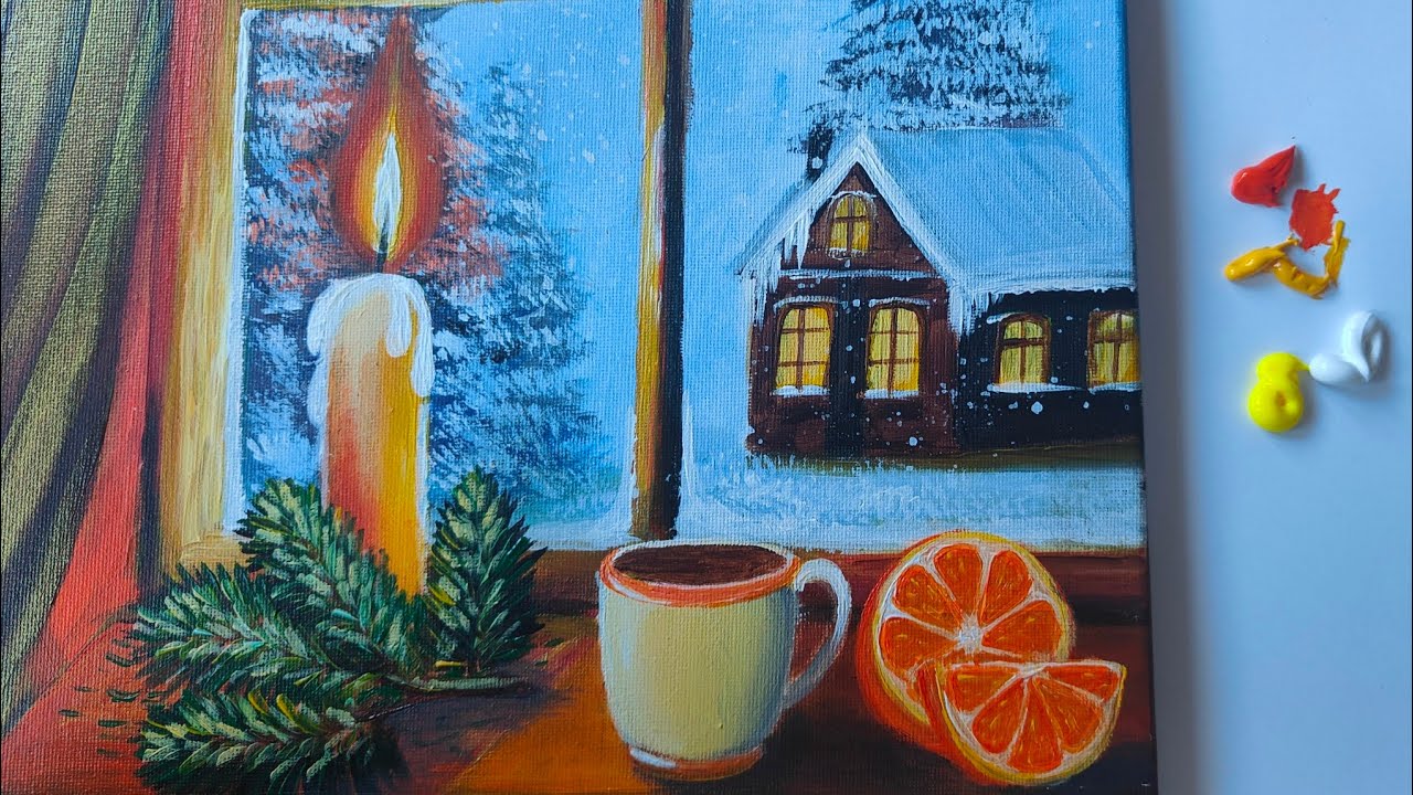 Como Pintar una Noche de Invierno con Acrílico