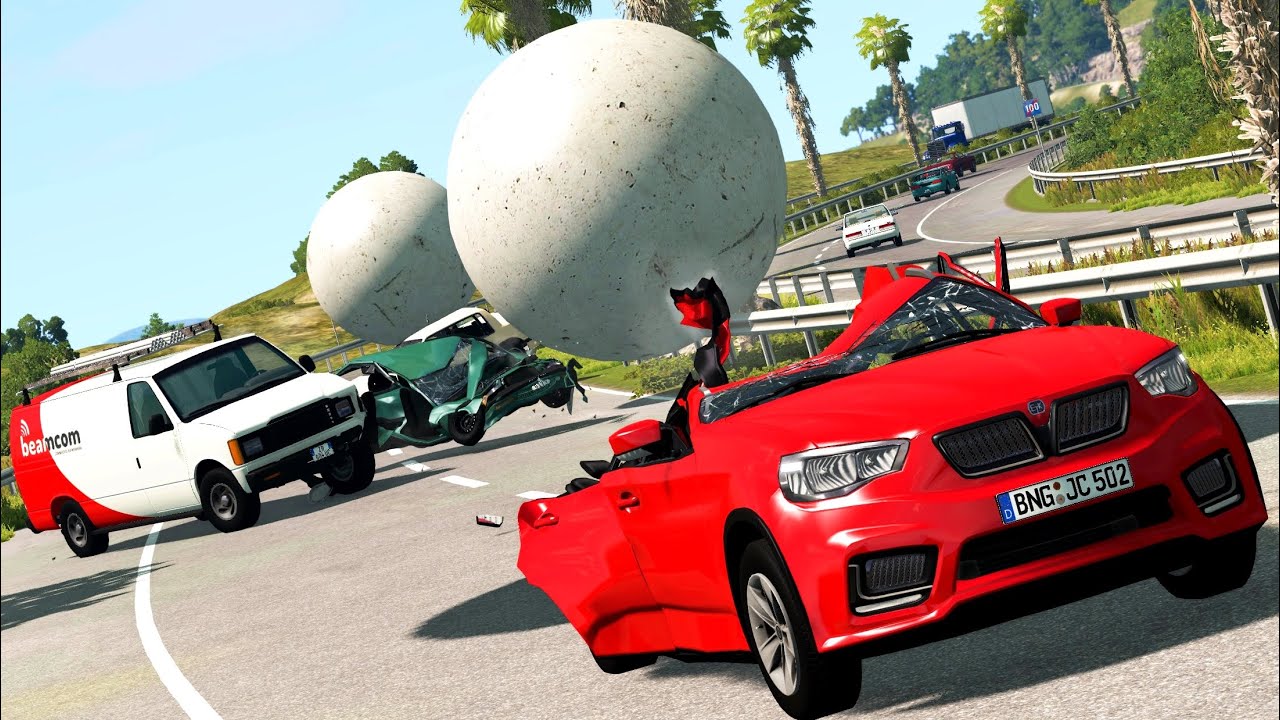 Giant Balls vs. Cars 7 | BeamNG.drive