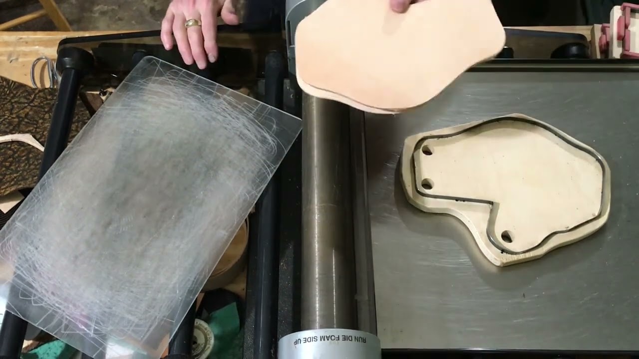 Blind Leatherworker - Makes Gun Holster - Cutting Leather out with GrandeMARK 2 Die-Cutting Machine