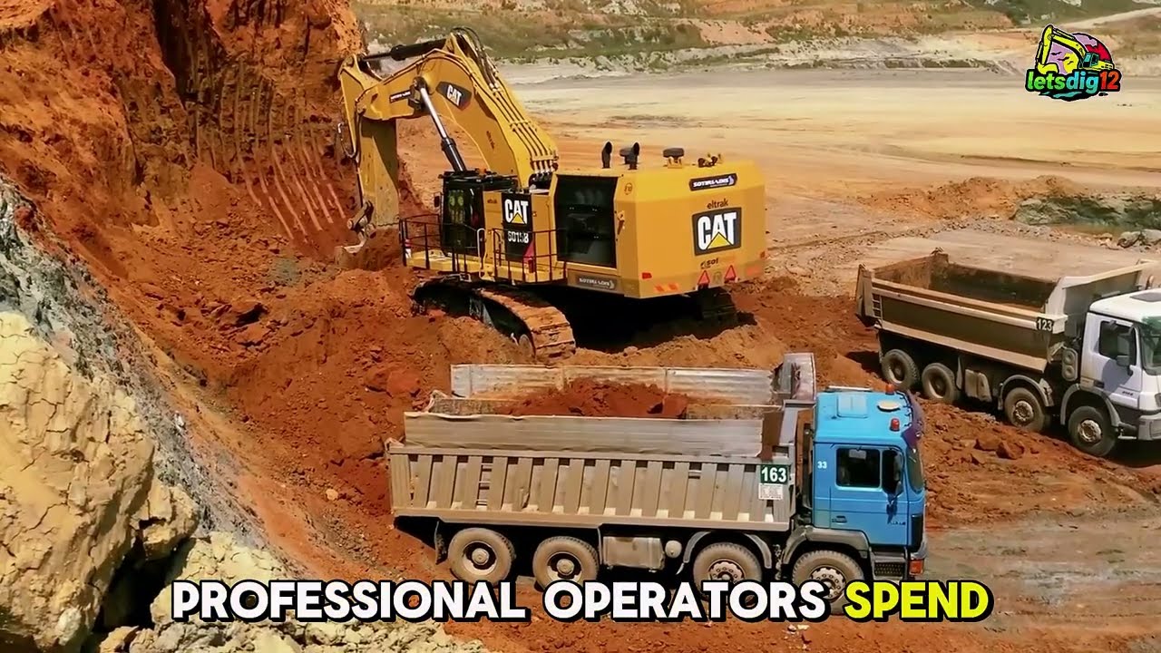 Giant Caterpillar 6015B Hydraulic Mining Shovel Loading Mercedes-Benz & MAN Trucks in 2 Passes