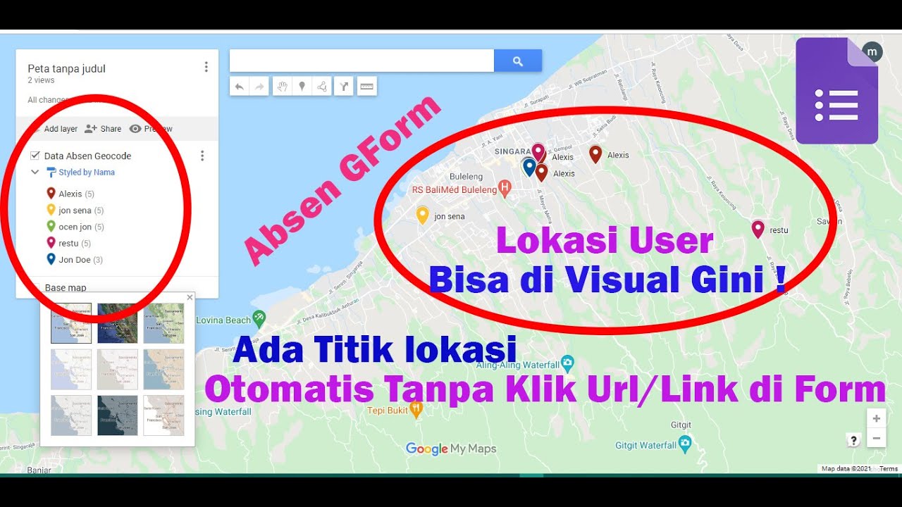 Cara buat Google Form Absen Geolocation Tanpa Klik Url Setelah Submit + Visual Maps Lokasi User