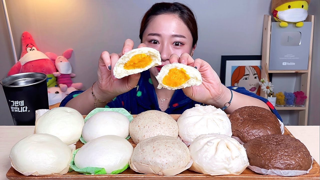 호빵 허쉬초코 에그커스타드 불닭 사천짜장 꿀씨앗 호빵 디저트 먹방 Dessert Mukbang