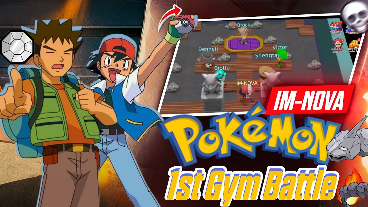 1 st gym battle in pokemon game 🎮 #mobilegame #pokemon #pikachu #ashketchum #gymbattle #games #new 