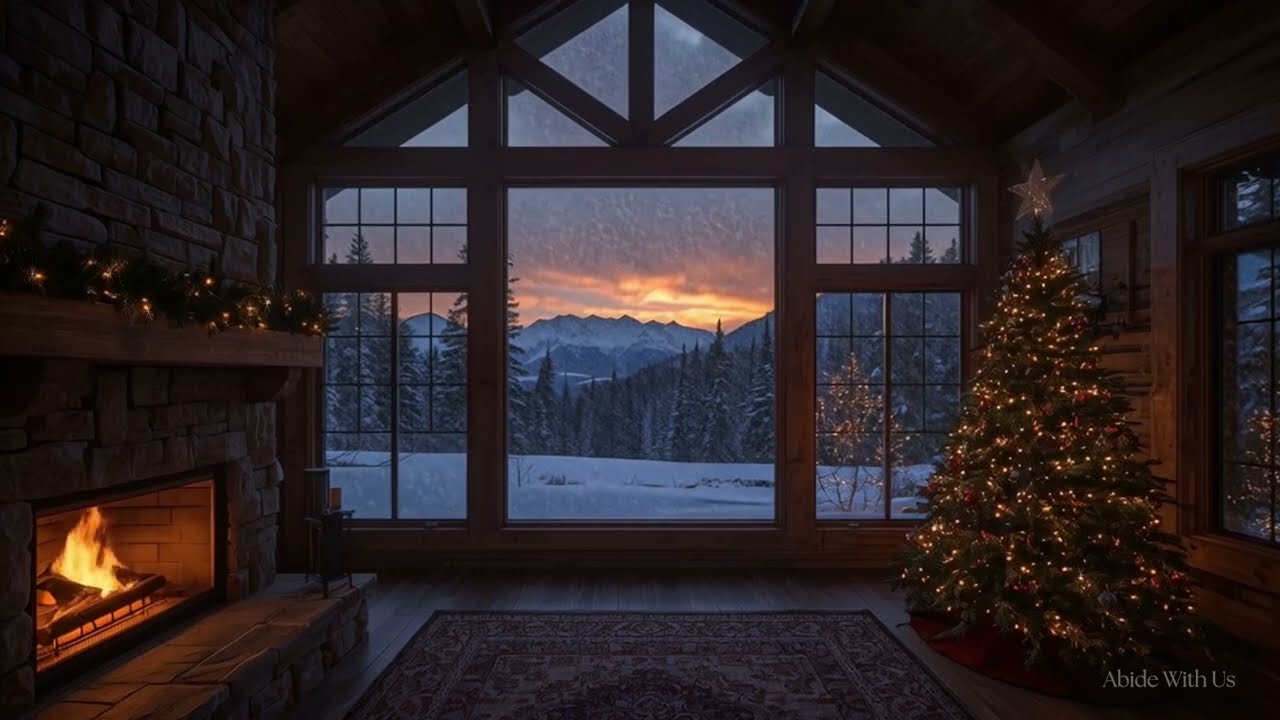 Classical Christmas Piano with Cozy Mountain Fireplace Ambience