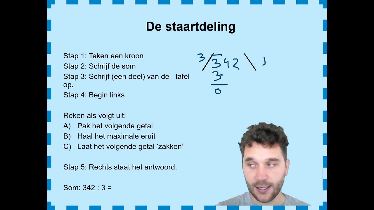 Hoofdrekenen staartdeling deel I grote getallen gedeeld door reken uitleg video