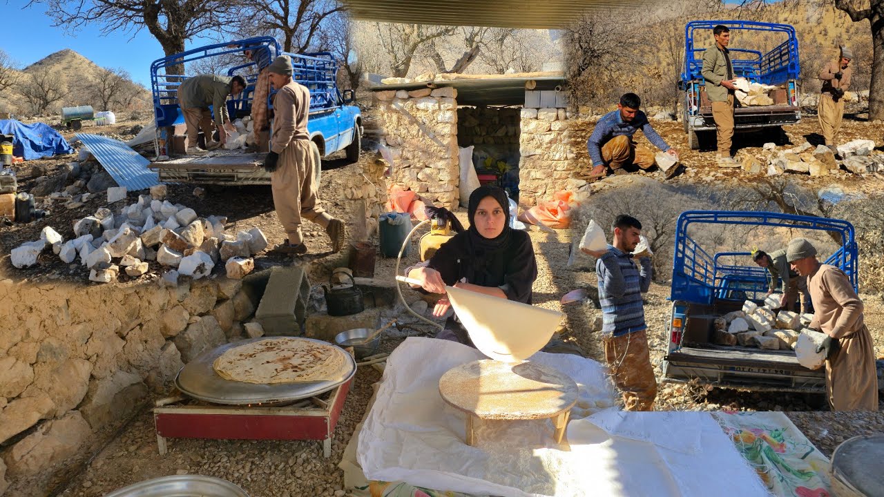 Nomadic Life: Nomadic Life in the Mountains🔥 | 🍞From Baking Bread to Milking and Collecting Stones🥛🐑