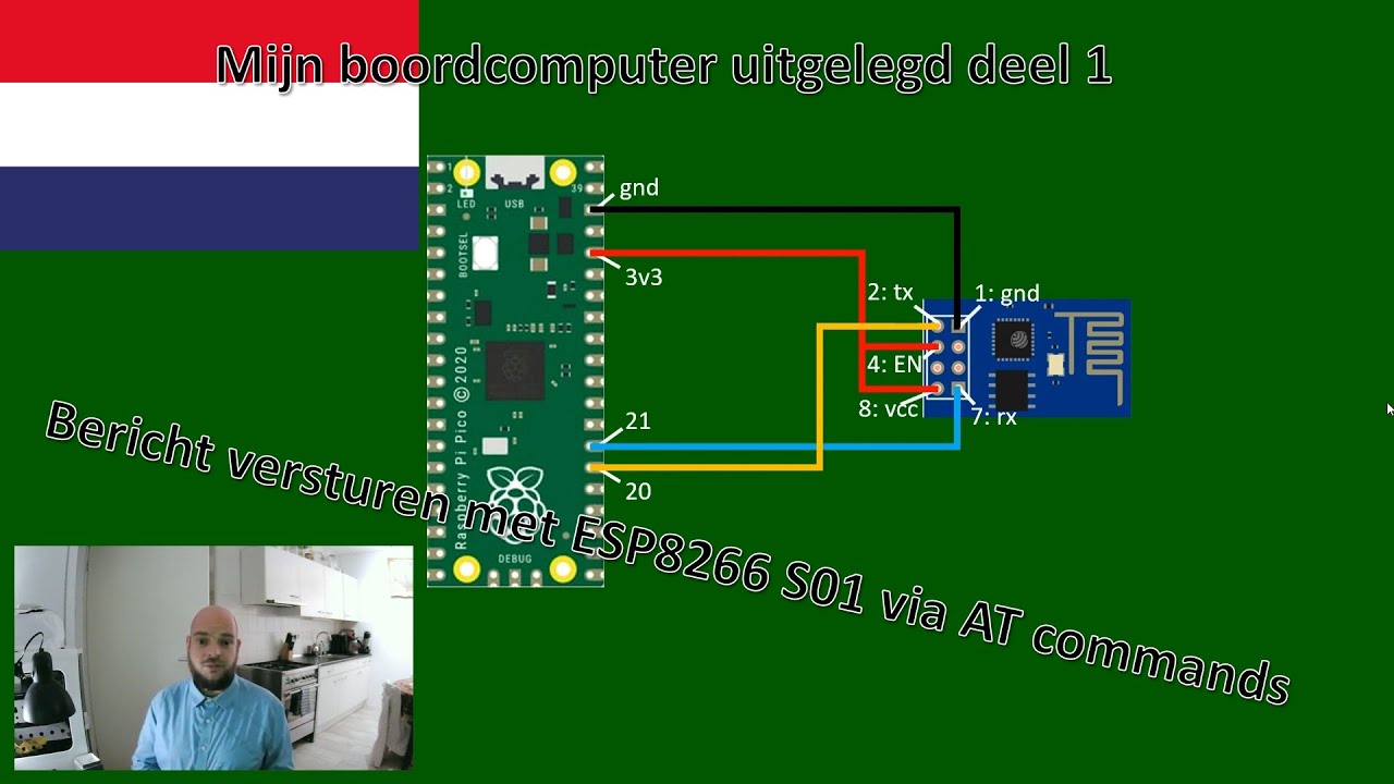 DIY boordcomputer bericht versturen met AT commands ESP 8266 en Raspberry pi Pico (H)