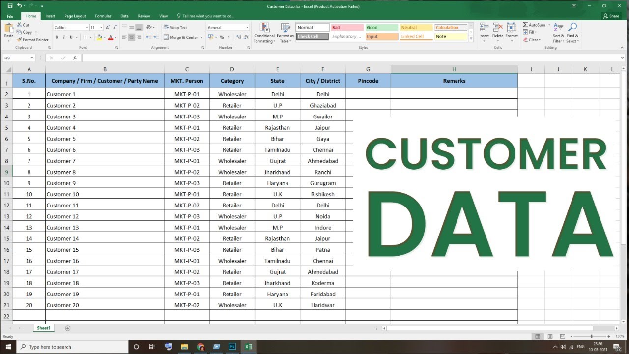 How to Maintain Customers Records in Excel | Customers Data Master Sheet