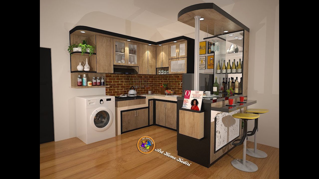 Interior nganjuk-Desain Kitchen set minimalis & Bartender laser cutting modern & elegan