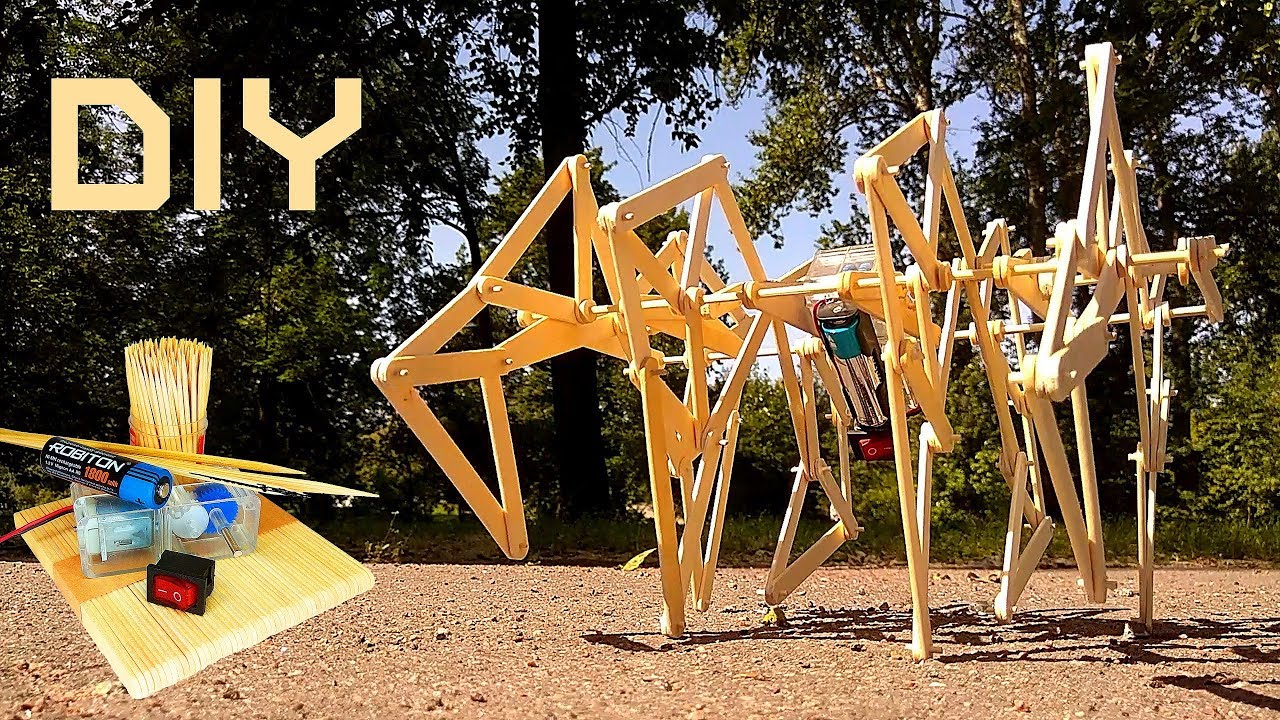 Popsicle stick Spider Robot Strandbeest DIY crafts ideas