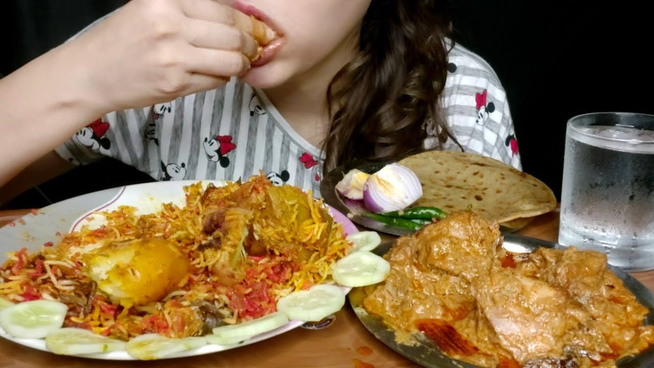 ASMR EATING JACKFRUIT BIRYANI WITH CHICKEN REZALA*Homemade Food*Veg Biryani || HAPPY FOOD WITH TINA