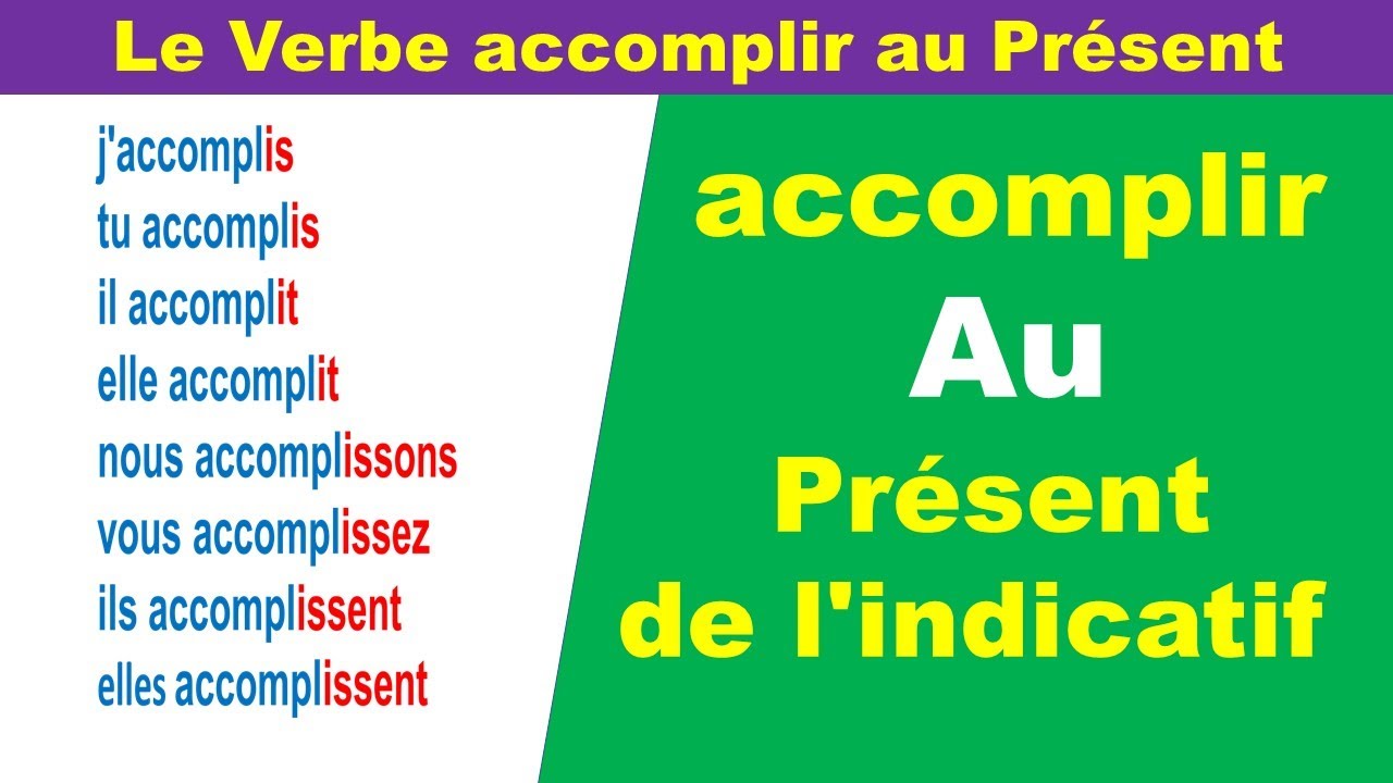Le Verbe accomplir au Pr&eacute;sent de l'indicatif