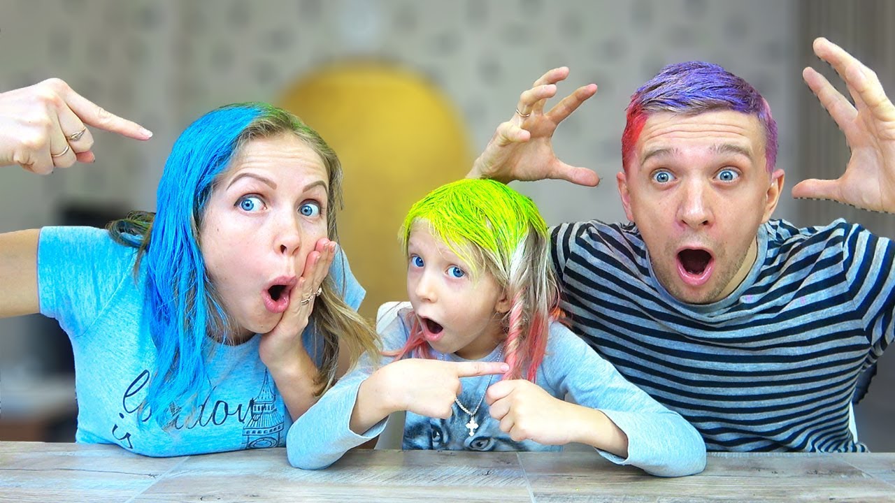 3 КРАСКИ На ВОЛОСЫ ЧЕЛЛЕНДЖ или МИЛАНА Хочет ПЕРЕКРАСИТЬ ПАПУ! От Family Box