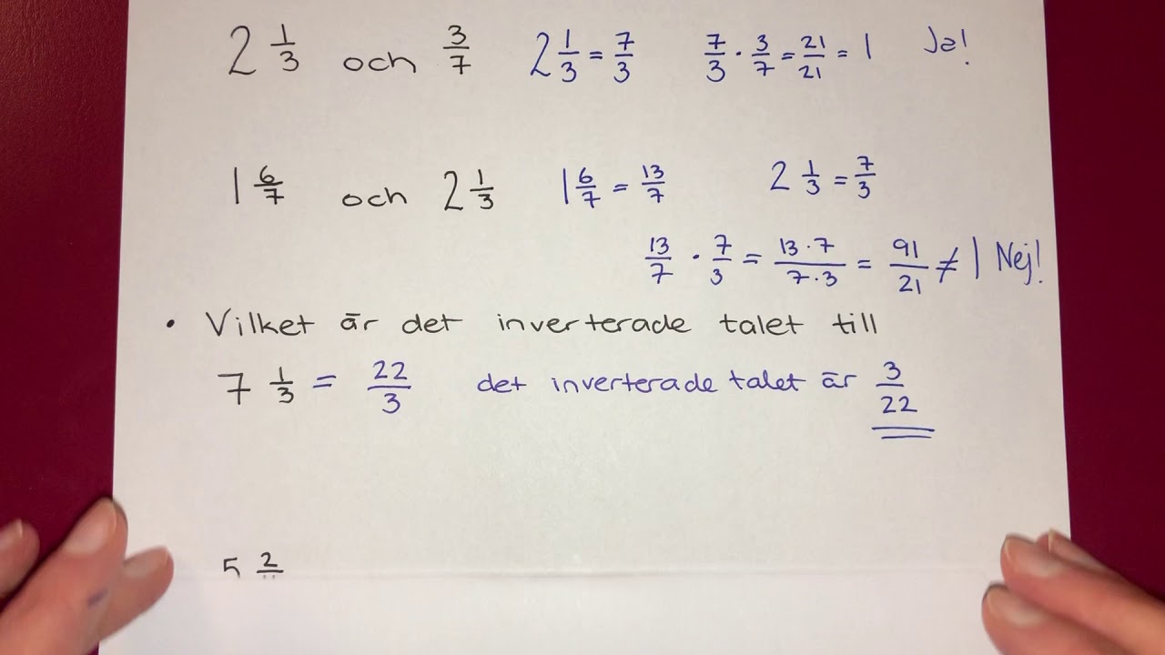 Räkna i bråkform - Repetition på att dividera ett bråk med ett heltal