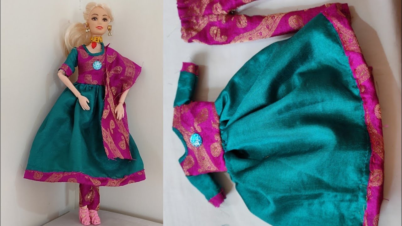 Frock style salwar suit for barbie#salwar#frock#barbie