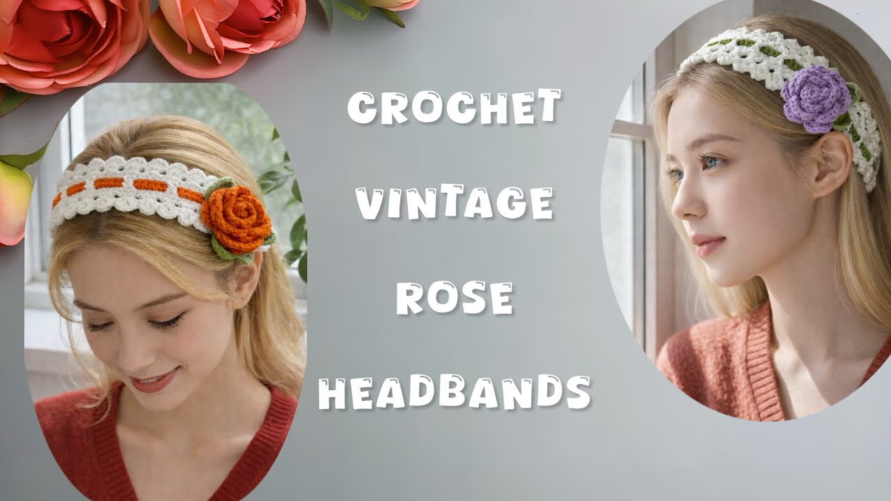 🥀Vintage Rose Crochet Headband Tutorial | Beautiful Floral Design | Beginner-friendly