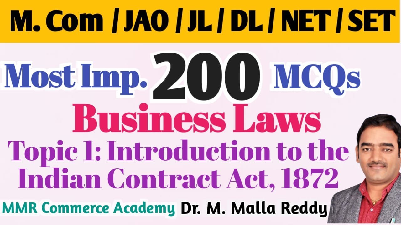 #commerce Bits | Business Laws | Introduction to Indian Contract Act, 1872 |    M.Com Entrance