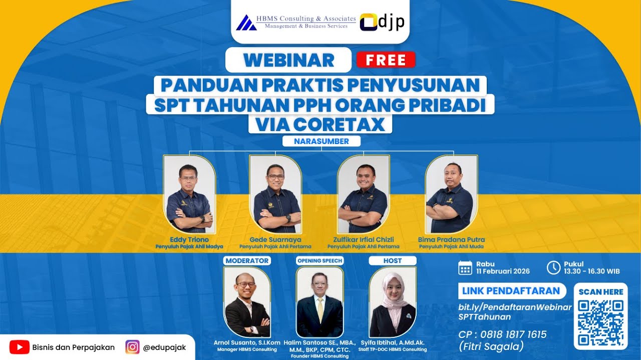 FREE WEBINAR 11 FEBRUARI 2026 - PANDUAN PRAKTIS PENYUSUNAN SPT TAHUNAN PPH ORANG PRIBADI VIA CORETAX