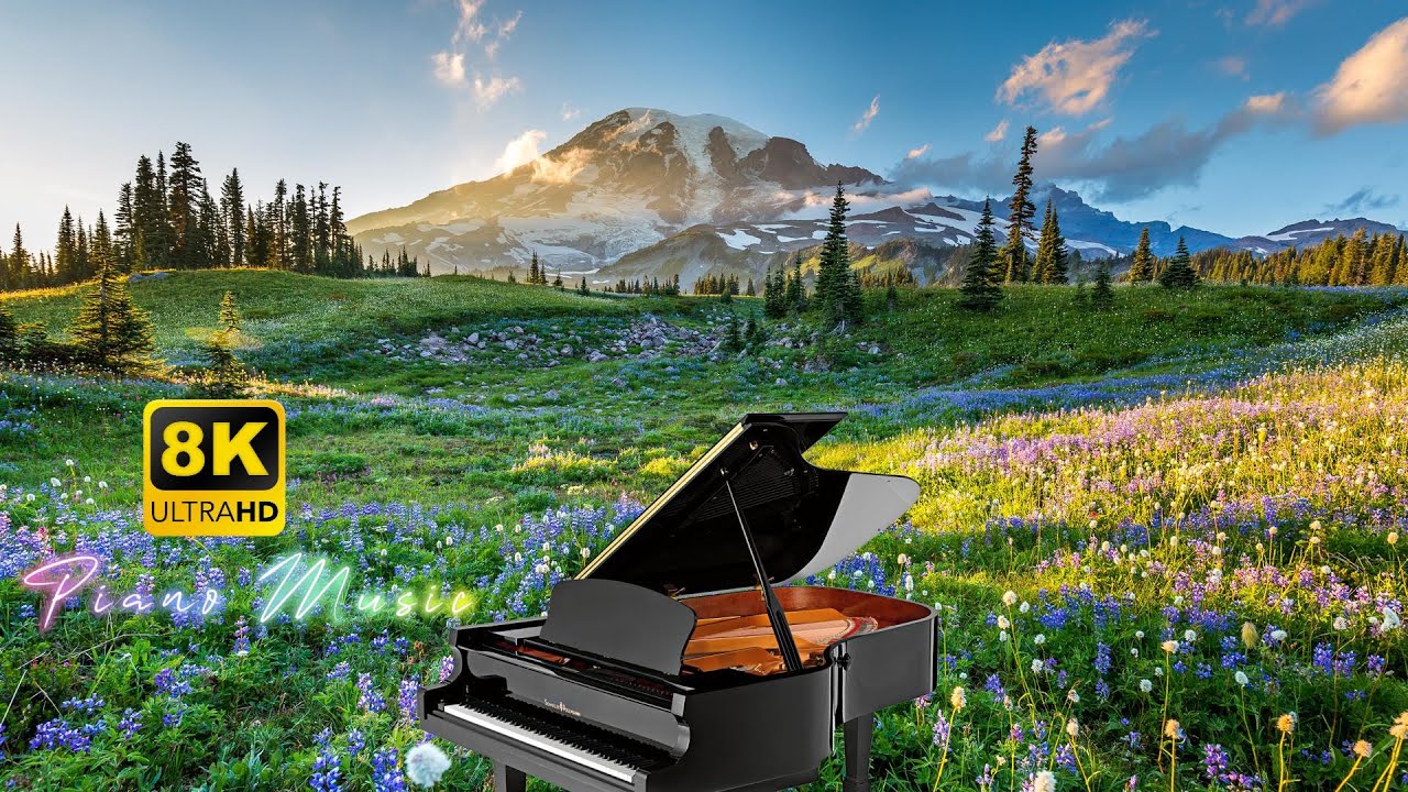 8K Ultra HD 60FPS Relaxing Piano Music With Beautiful Reverse Speed Effect Scenery Video