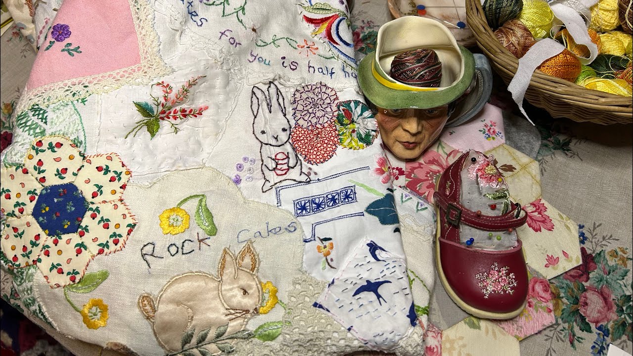 Working on my slow stitch family memory quilt 