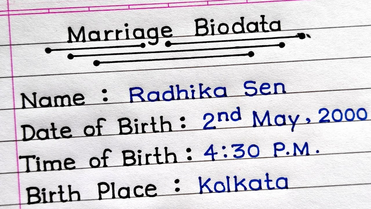Marriage Biodata | Biodata For Marriage | Marriage Biodata Format In English |
