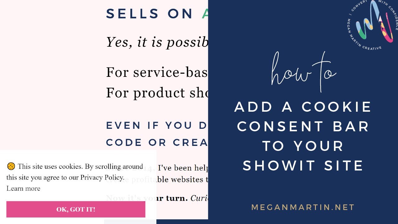 How to add a Cookie Consent Bar to your Showit Website to be GDPR legit