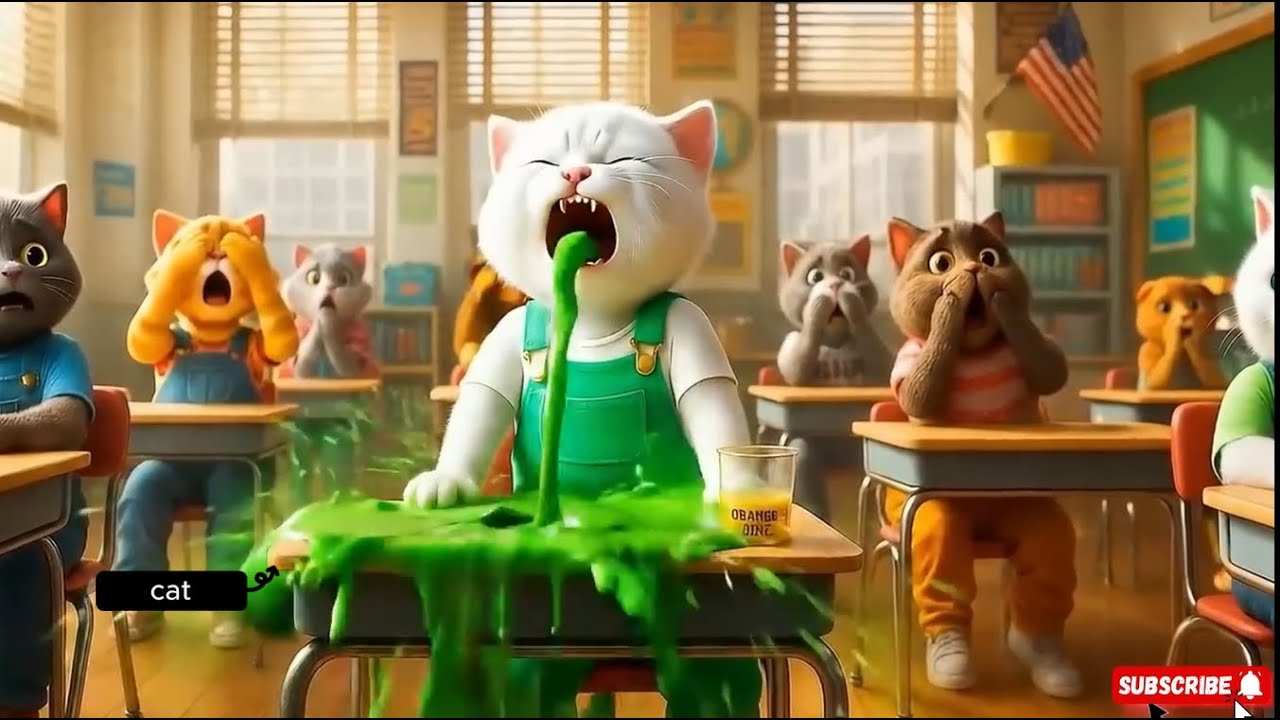 😱 Oh No! Kitten Vomits Noodles and Has Uncontrollable Diarrhea After School Lunch
