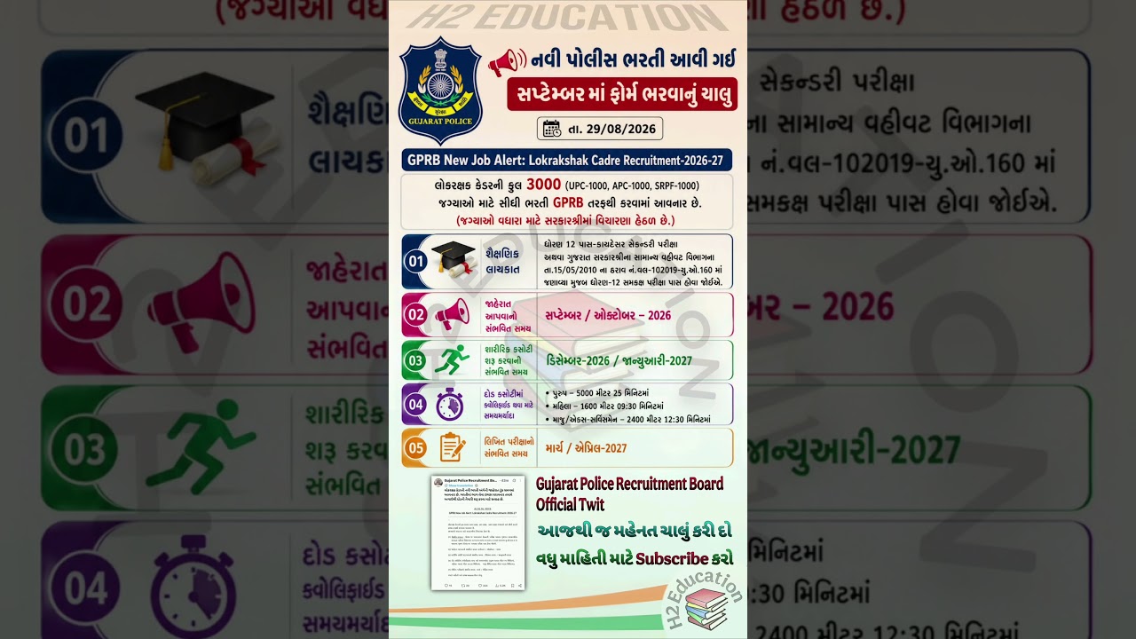 Gujarat police bharti 2026 new update | new police bharti | gujarat police new vacancy 2026 | #gprb