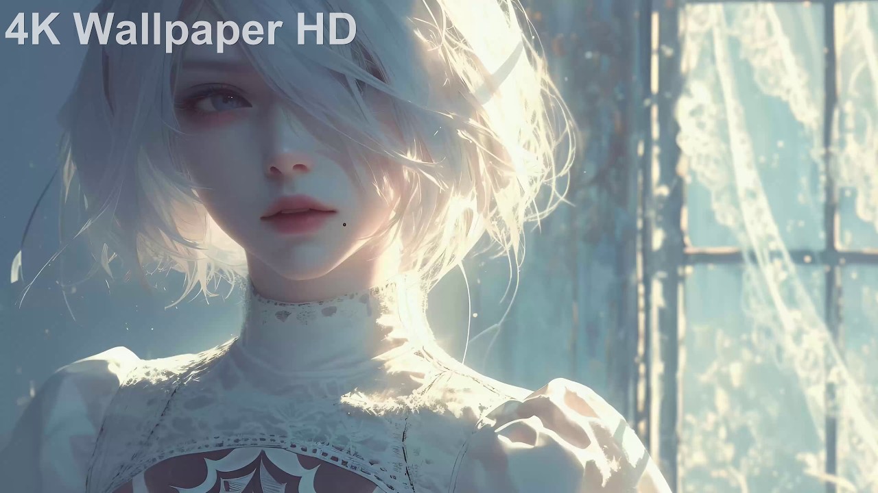 White Hair Anime Girl 4K Live Wallpaper | 1 Hour Aesthetic