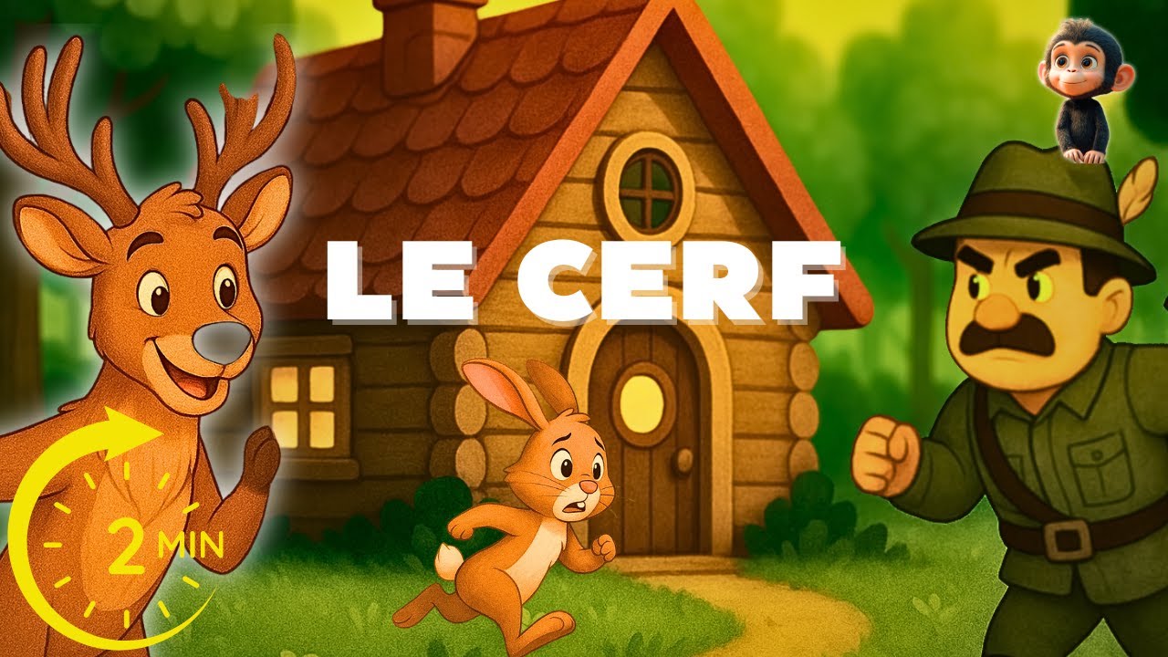 Dans sa maison un grand cerf 🦌 (Paroles) | Comptine pour enfants - Animation Ouistiti
