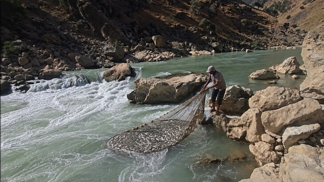 Wild River Adventure 🌊🎣 | Nomad Family's Hidden Island Life in the Zagros Mountains 🏝️🏔️