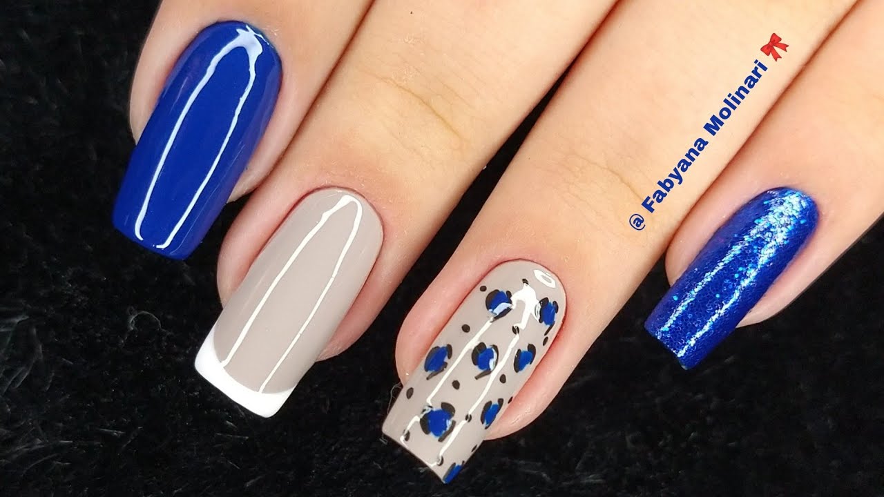unhas decoradas das mãos - ficou um arraso essa unha 💙