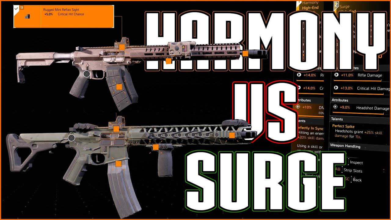 The Division 2 | The Harmony Vs The Surge | Demonstration And Comparison | Which Is Better?