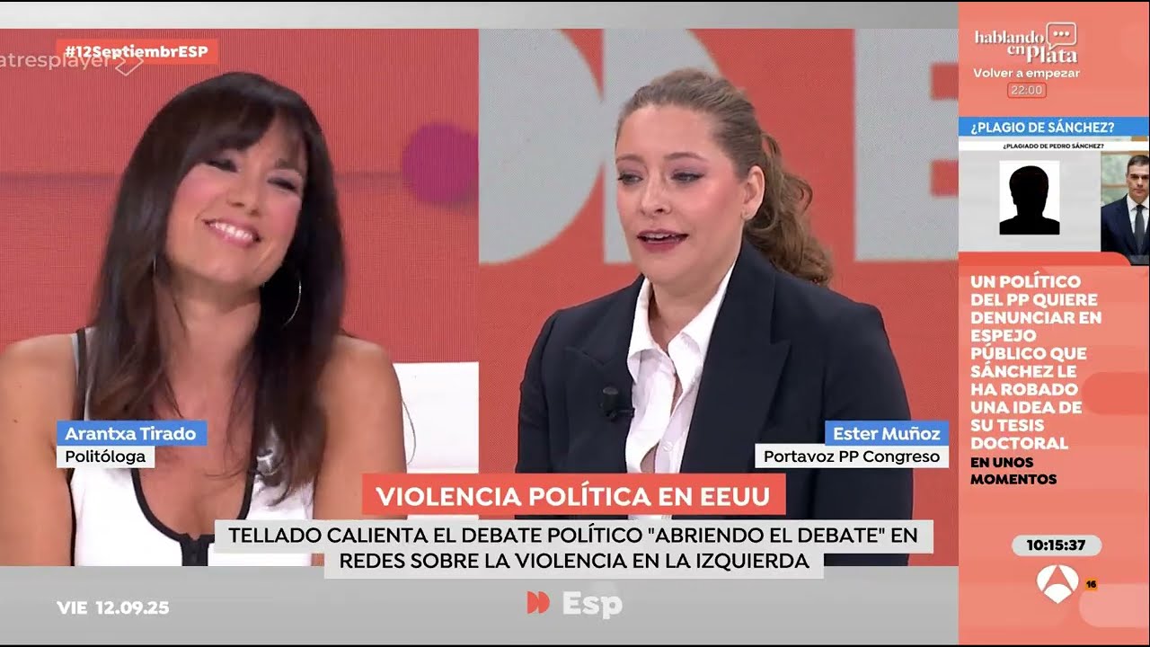 El cinismo del PP en su denuncia de la violencia política, Espejo Público, 12  de septiembre de 2025