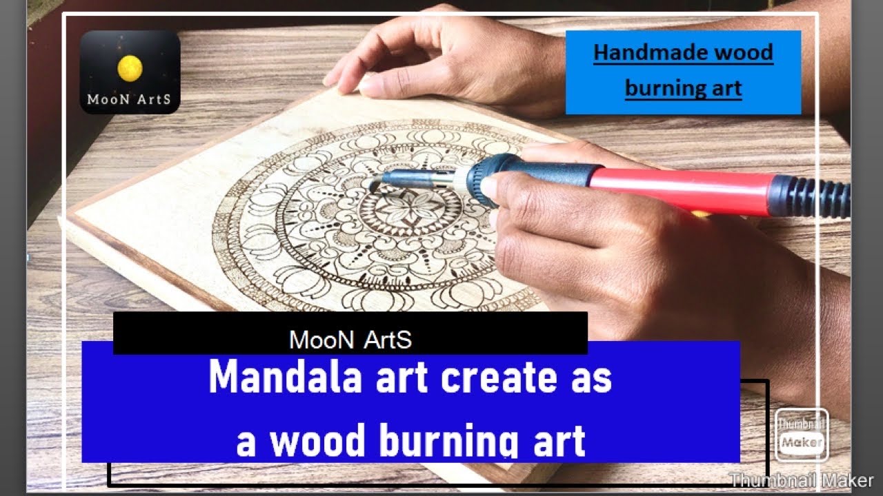 Create a mandala art as a wood burning art | pyrography | moon art