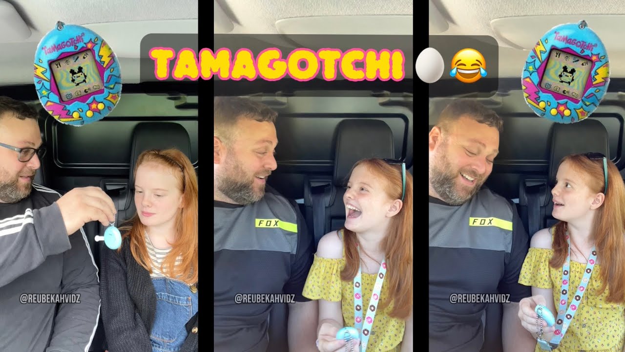 Stepdad introduces daughter to his retro tamagotchi.