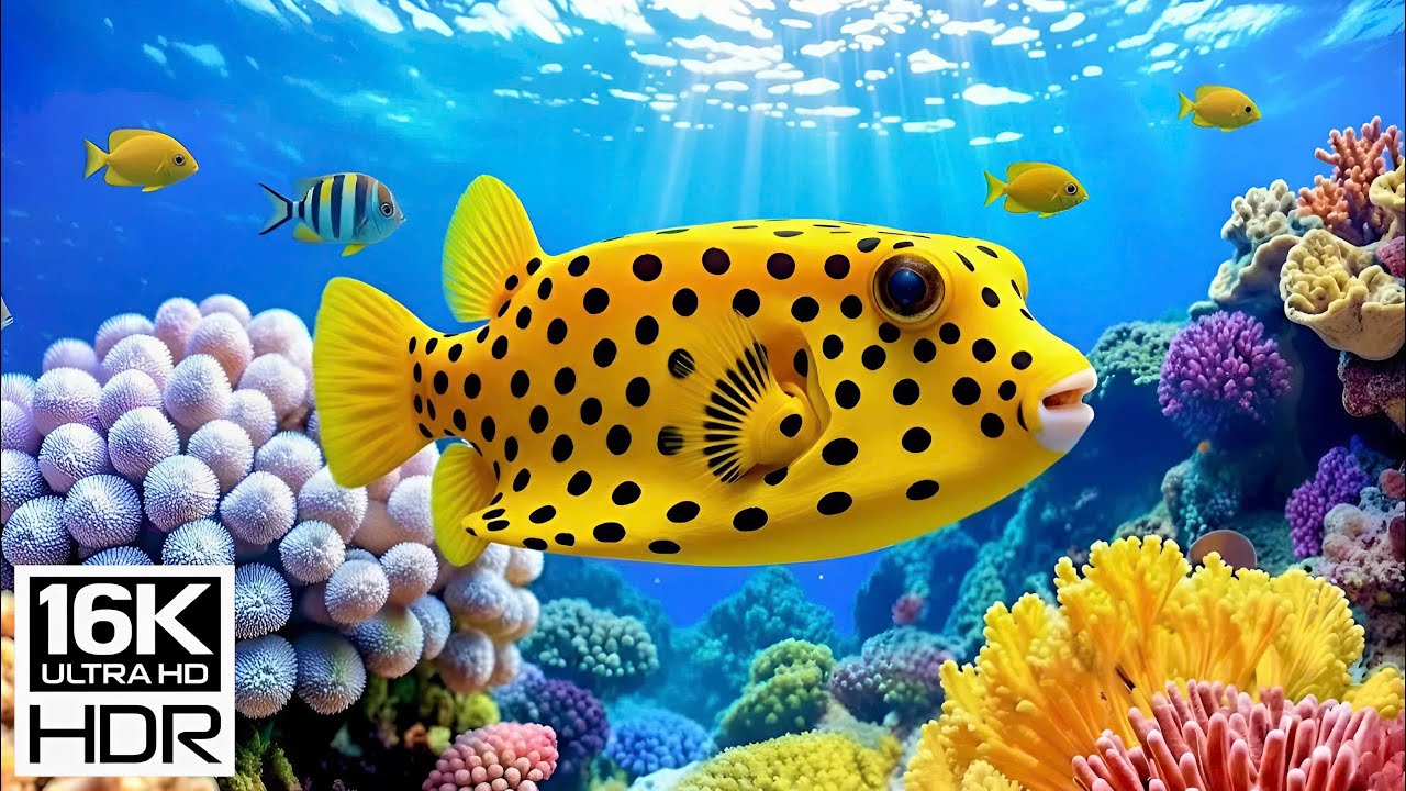🌌 16K HDR Dolby Vision | Enchanted Ocean Realm – Glowing Reefs & Calm Sea Life 🐟