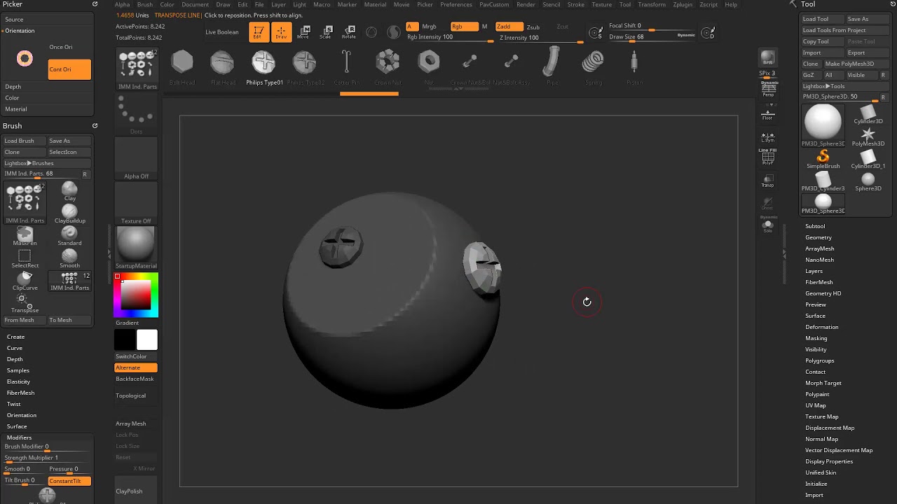 ZBrush IMM Axis Orientation Snapping