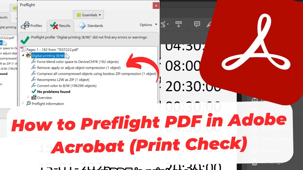 Как проверить PDF-файл на наличие ошибок при печати в Adobe Acrobat