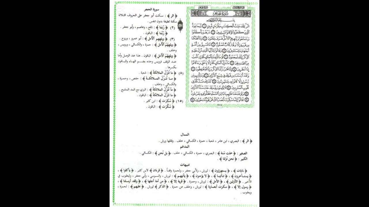 جمع القراءات العشر الجزء الرابع عشر ربع من اول سورة الحجر إلى ٤٨.