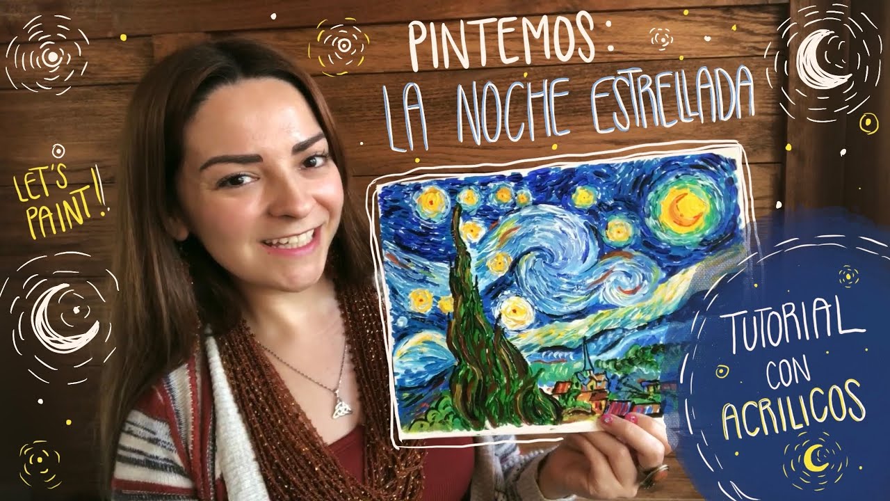 Pinta La Noche Estrellada con acrílicos paso a paso! TUTORIAL FÁCIL! ✨🎨