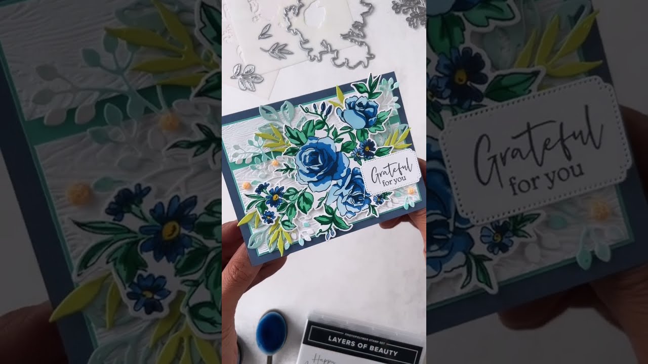Layers of Beauty Floral Card Idea with Layering Decorative Masks Stencils #inkblending #stampinup