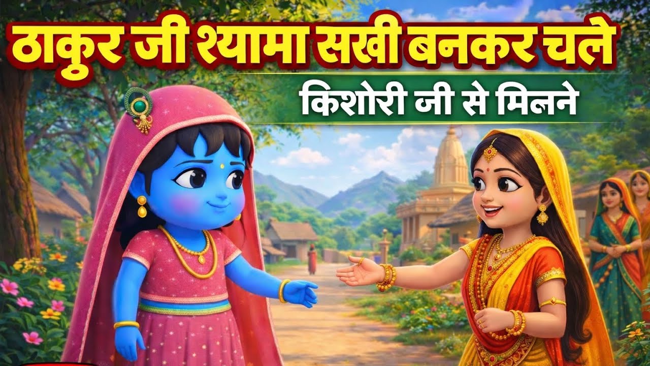 ठाकुर जी श्यामा सखी बन बहुचे किशोरी जी के पास best story #bhakti#shyamsarkar #barsana #kishore 