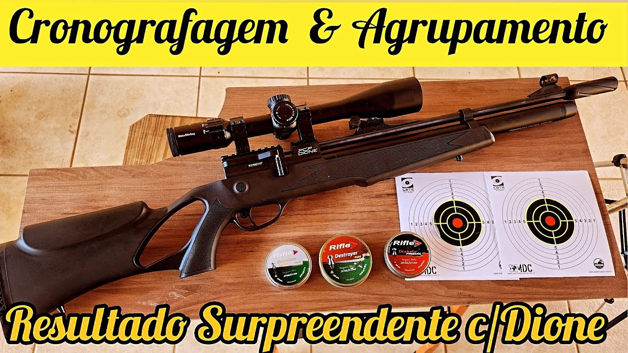 CRONOGRAFAGEM E AGRUPAMENTO PCP ROSSI DIONE CHUMBO RIFLE ROUND, RIFLE DESTROYER E RIFLE PROMAX