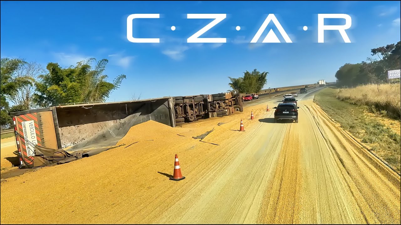 🧭 Carreta tomba e espalha carga de milho na BR-153 + fuga estratégica do trânsito!