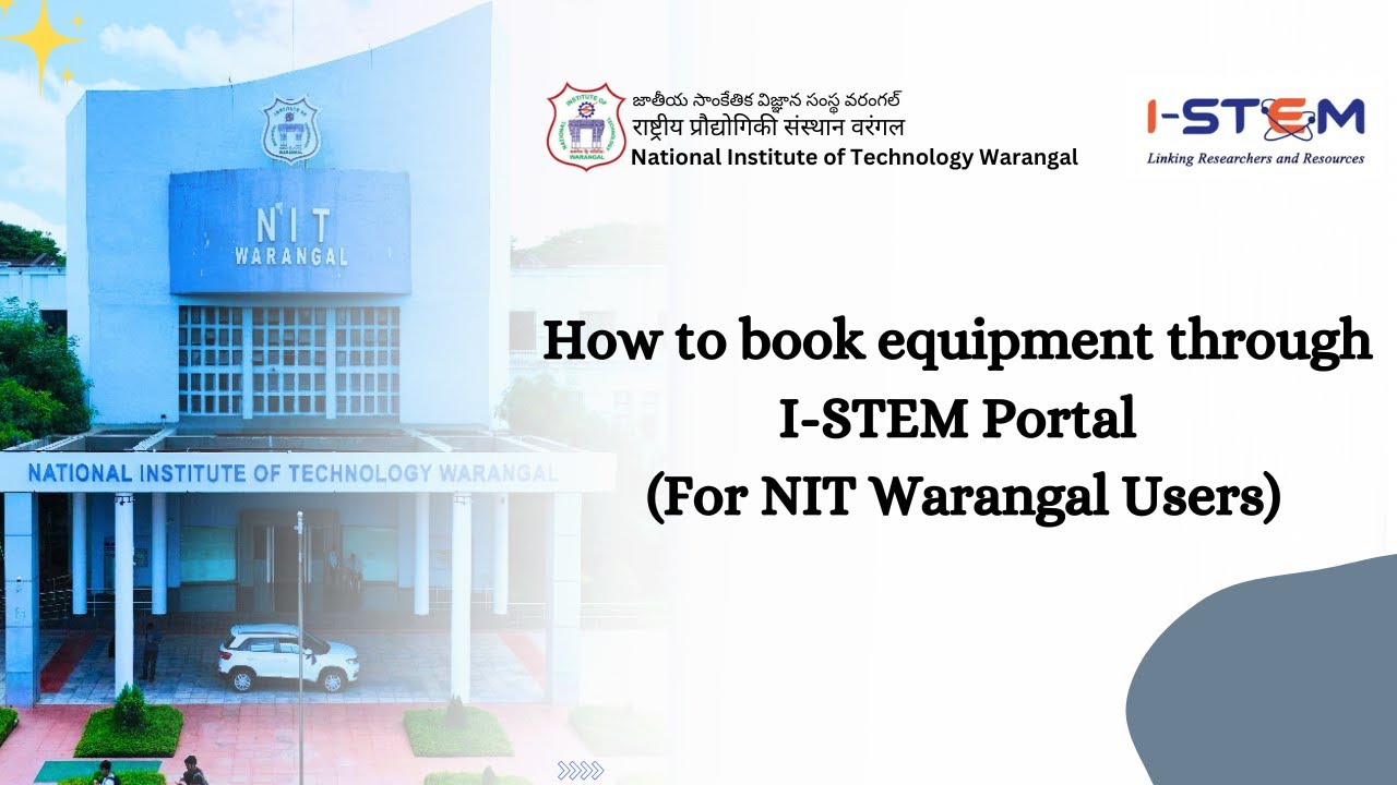 How to book equipment through I-STEM Portal (For NIT Warangal Users)