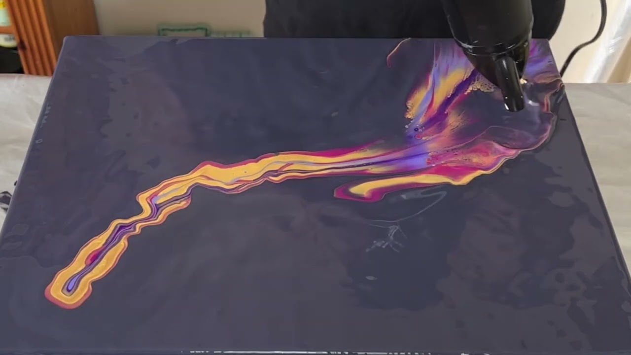 Nighttime Golden Twist WOW! Dutch Pour - Acrylic Fluid Art
